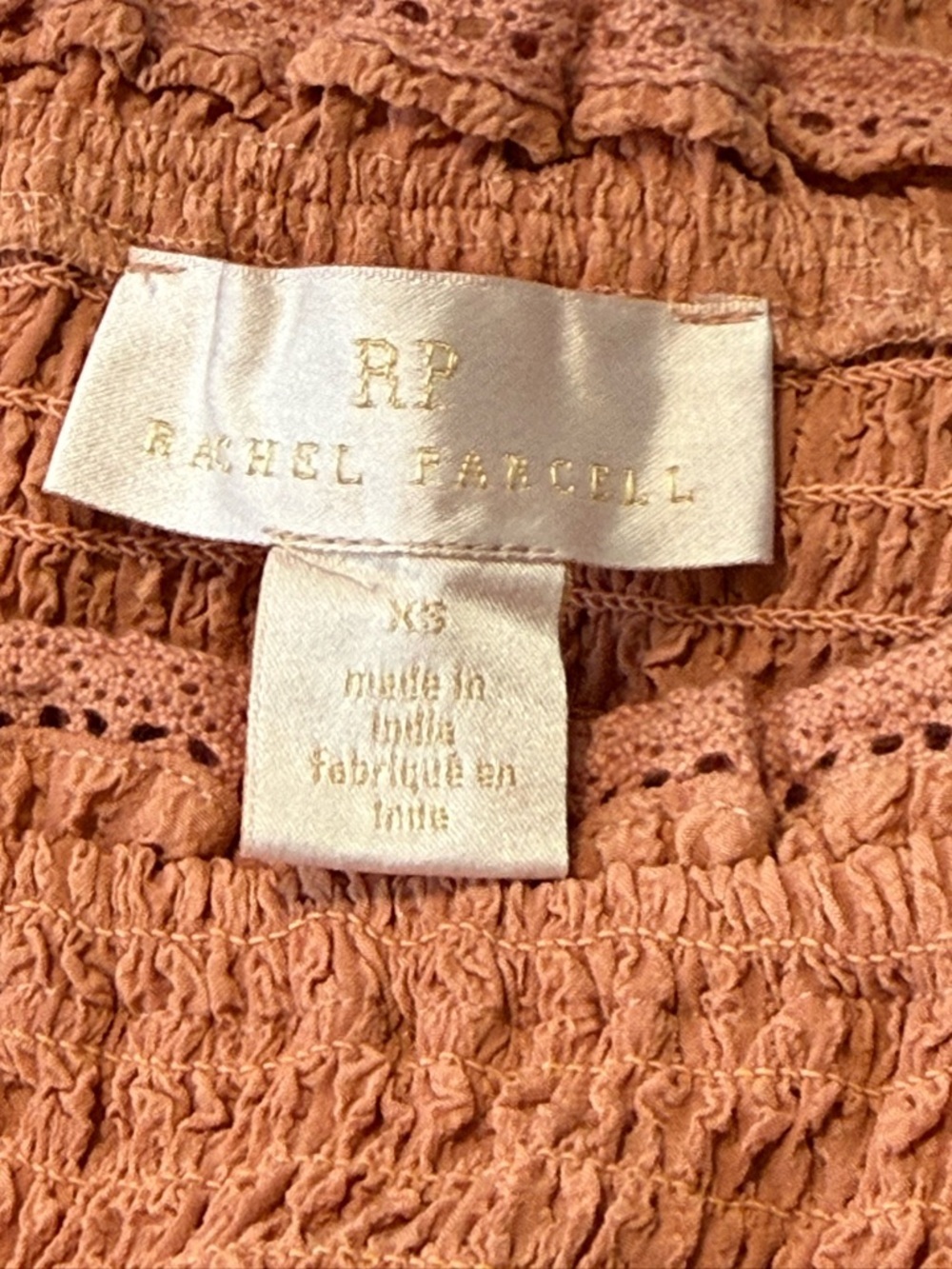 Rachel Parcell Bubble Crepe Smocked Ruffle Midi Dress XS Dusty Peach - Picture 8 of 16